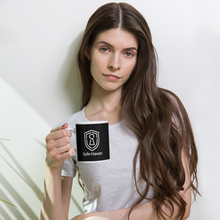 Load image into Gallery viewer, White Glossy Mug Dark - Safe Haven Brandmark
